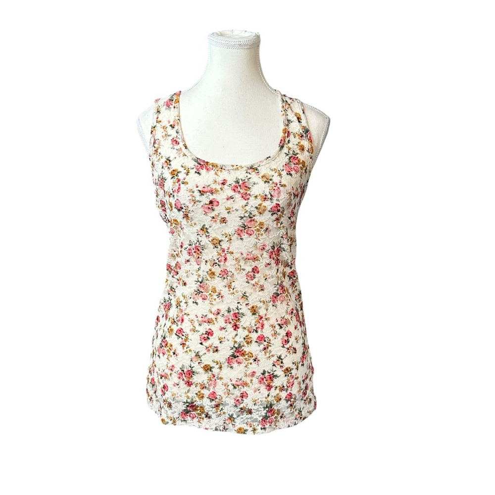 True Y2K Forever 21 Floral Lace Tank Top XS Cottagecore Coquette